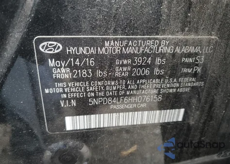 2017 Hyundai Elantra Se from USA, damaged, VIN 5NPD84LF6HH076158
